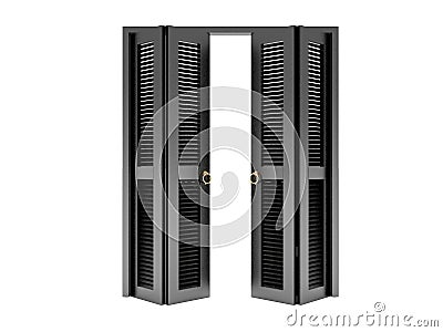 Black folding door with grill Stock Photo