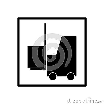 black Folk Lift icon for transportation. Stock Photo