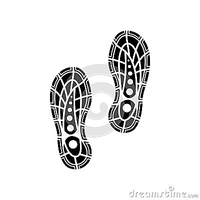 Footprint shoes silhouette . Stock Photo