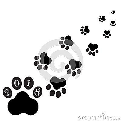 Black footprints of dog Vector Illustration