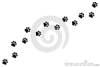 Black footprints of dogs. Paw print, animal tracks â€“ vector Vector Illustration