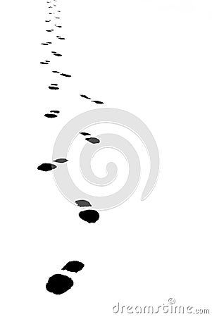 Black Footprints with White Background Stock Photo