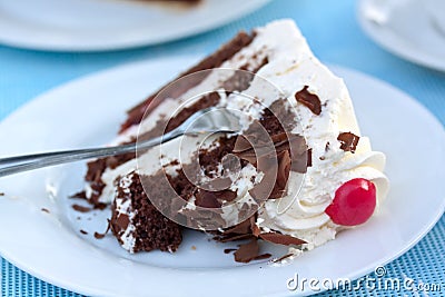 Black Forest gateau,or cherry Pie with cream Stock Photo