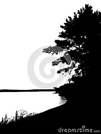 Black forest silhouette. Isolated on white background. Vector Vector Illustration