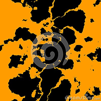 Black fractal dirt yellow background. Macro image. Creative design illustration. Art concept. Modern abstract pattern. Shapes. Cartoon Illustration