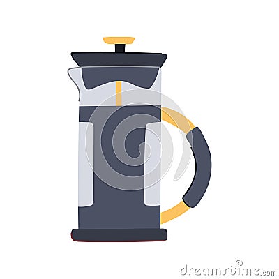 black french press coffee cartoon vector illustration Vector Illustration