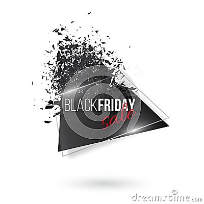 Black friday abstract explosion banner. Glowing glass with text Vector Illustration