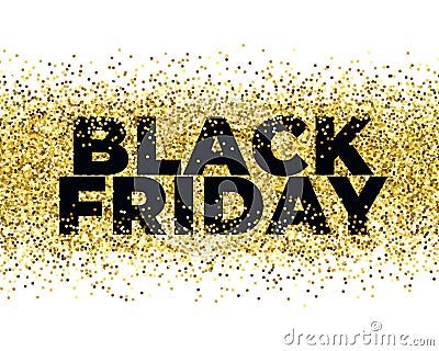 Black friday backgroun with golden particles Vector Illustration