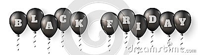 Black friday balloons. 3d helium balloon. Baloon Vector Illustration