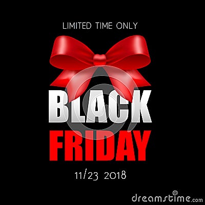 Black friday banner with bow Vector Illustration