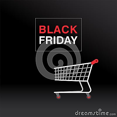 Black Friday banner with shopping cart Vector Illustration