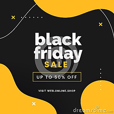 Black friday big sale abstract social media poster promotion template design with simple fluid geometric pattern background vector Vector Illustration