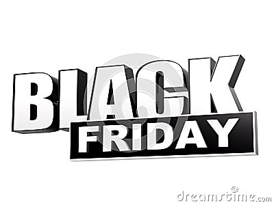 Black friday in black white banner - letters and block Stock Photo