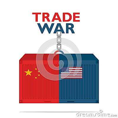 Trade war, USA versus China. America-China tariff business global exchange international. Vector Illustration