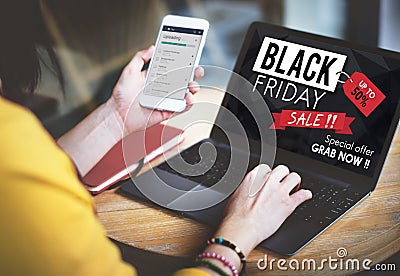 Black Friday Discount Half Price Promotion Concept Stock Photo