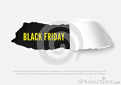 Black Friday hole in paper banner Vector Illustration