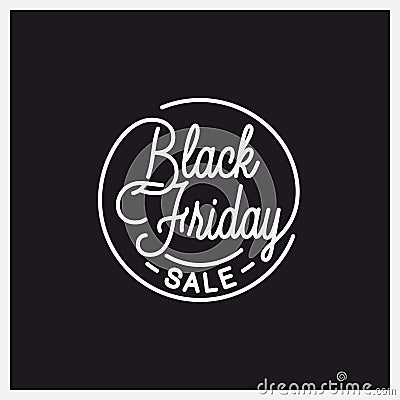 Black Friday logo. Round linear of friday sale Vector Illustration