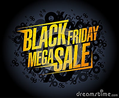 Black friday mega sale banner concept Vector Illustration