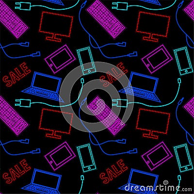 Neon pattern with technics Vector Illustration