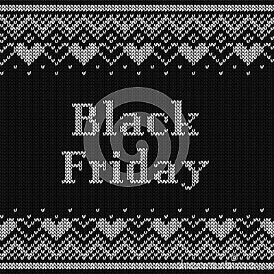 Black Friday poster in knit Christmas design. Vector Vector Illustration