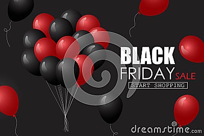 Black Friday sale. Balloons background design. Vector Illustration