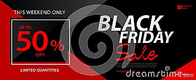 Black friday sale banner, Ads, header banner, gift voucher, Discount card, promotion poster, advertisement, marketing, tags Vector Illustration