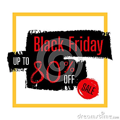 Black Friday sale brush Ink banner number template Vector Illustration