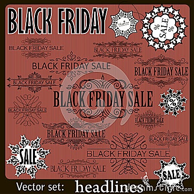 Black Friday sale calligraphic design elements. Vector Illustration