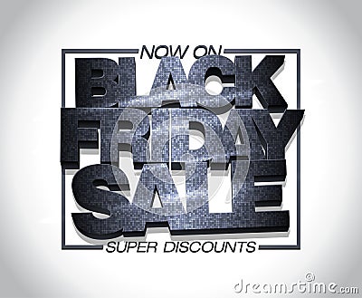 Black friday sale design, super discounts now on, clearance banner mock up Vector Illustration