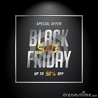 Black Friday Sale discount up to 50% Vector Illustration