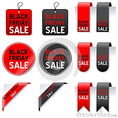 Black Friday Sale Elements Set Vector Illustration