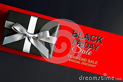 Black Friday sale, black gift box for online shopping Stock Photo