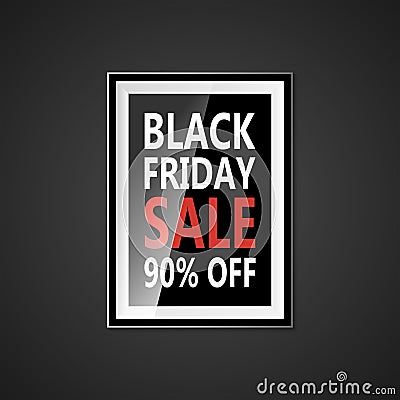 Black Friday sale inscription design template. Black Friday banner with bow ribbon. Discount 90 special off design Vector Illustration