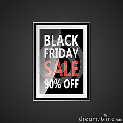 Black Friday sale inscription design template. Black Friday banner with bow ribbon. Discount 90 special off design Vector Illustration