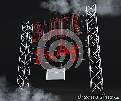 Black Friday sale inscription design template. Black Friday banner. 3D rendering. Path Save. Stock Photo