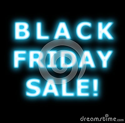 Black Friday sale neon on black Cartoon Illustration