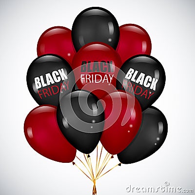 Black Friday sale Poster with Realistic bunch Black and red ball Stock Photo