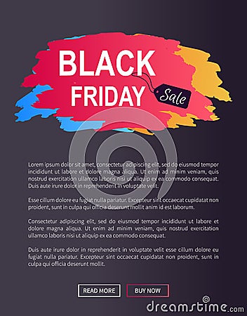 Black Friday Sale Prom Web Poster Advertising Info Vector Illustration