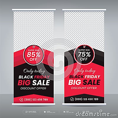 Black Friday sale roll up banner offer promotion template Stock Photo