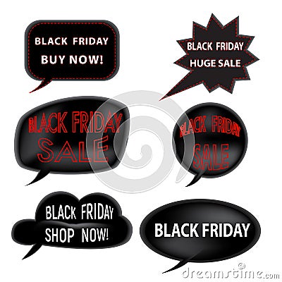 Black Friday sale sign, logos and labels collection set Vector Illustration