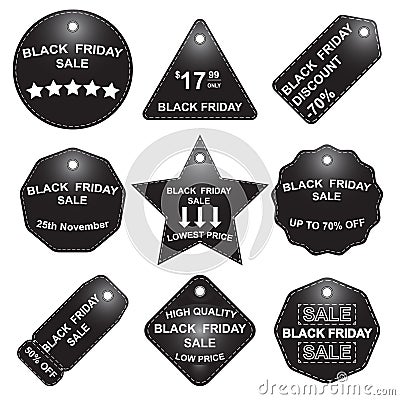 Black Friday sale sign, logos and labels collection set Vector Illustration