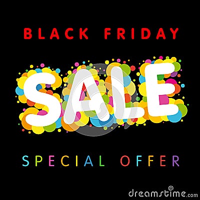 Black friday Sale special offer colorful banner Vector Illustration