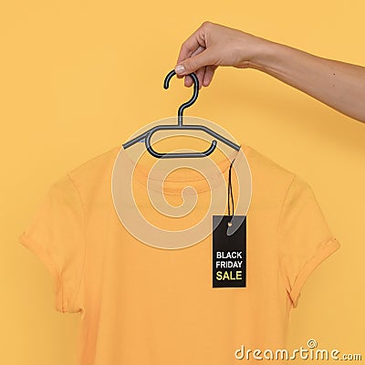 black friday sale t shirt hanger. High quality photo Stock Photo