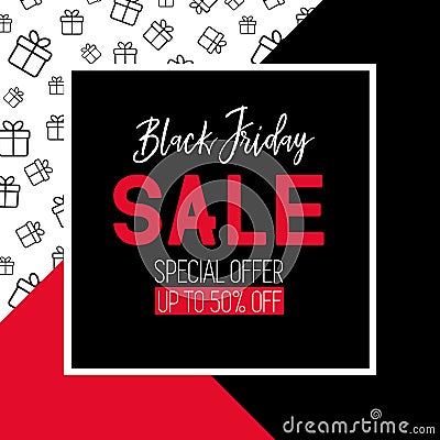 Black friday sale template. Promotional banner Vector Illustration