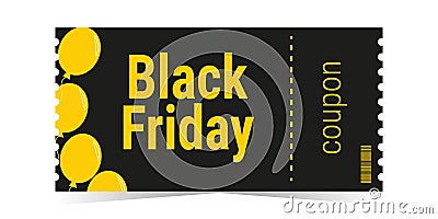 Black Friday sale ticket coupon template layout. Vector Illustration