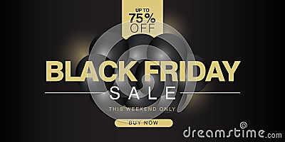 Black Friday Sale up to 75% off Banner Vector Template Design Illustration Vector Illustration