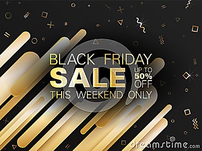 Black Friday Sale up to 50 percent off banner. Vector Illustration