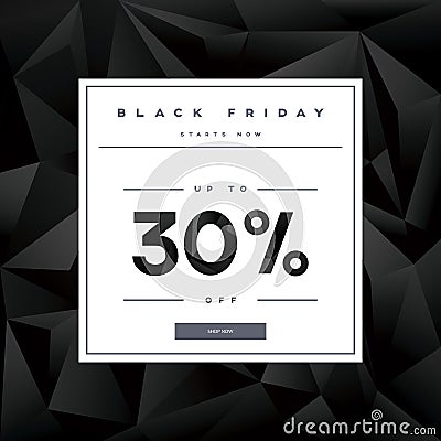 Black Friday Sale vector banner with percentual discount offer in modern polygonal style background. Vector Illustration