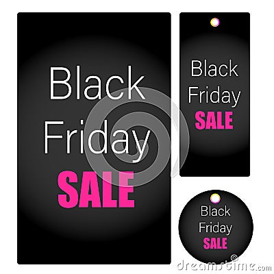 Black friday sale vector price tags for discount promotions with designs isolated in white background. Cartoon Illustration