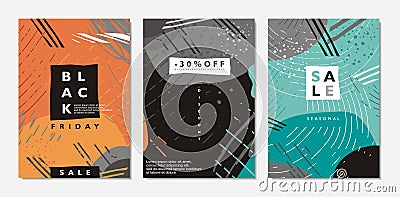 Black Friday sales abstract banners and posters collection Vector Illustration